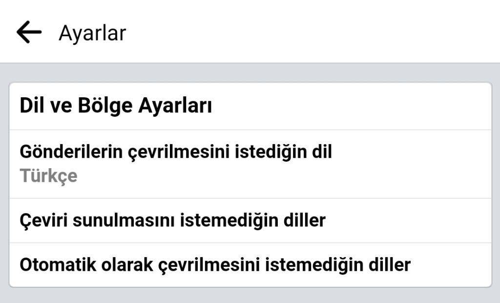 facebook türkçe  yapma